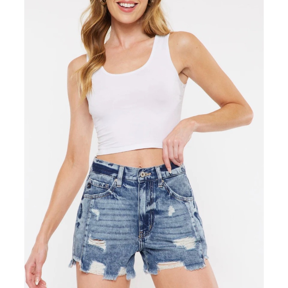 High waisted kancan denim shorts